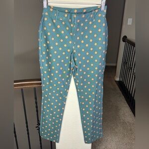 Free People Molly Printed Slim Pants in Emerald Polka Dot Size 2 NEW Boho Preppy